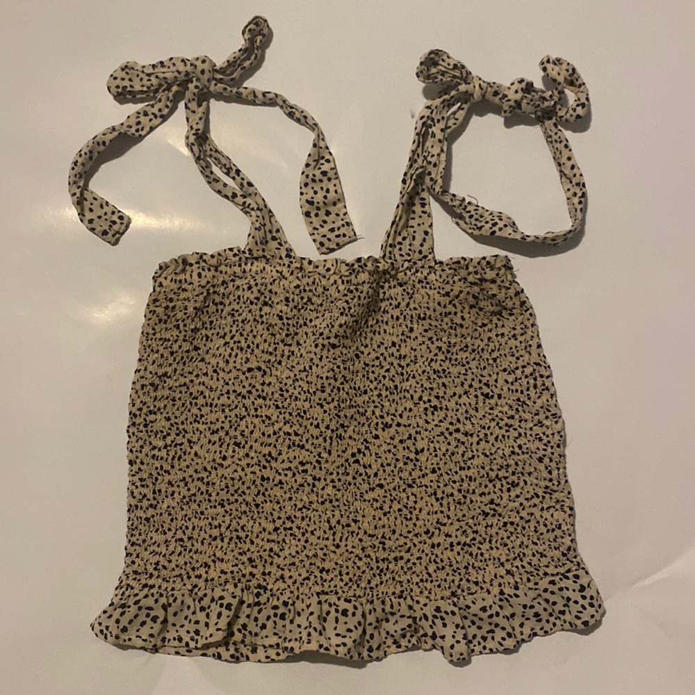 american eagle smocked spotted tank